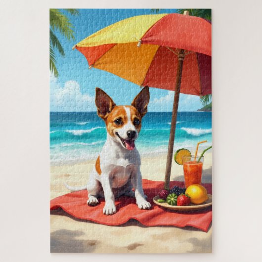 Puzzle Jack Russell Terrier Beach Scene (Vertical)