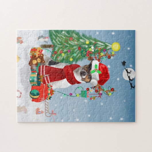 Puzzle Jack Russell Terrier Chien dans neige Cadeaux de N (Horizontal)
