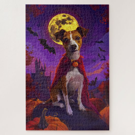 Puzzle Jack Russell Vampire Halloween Citrouilles Effraya (Vertical)