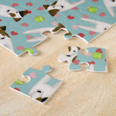 Puzzle Jack Russells balles de tennis coeurs chien motif (Côté)