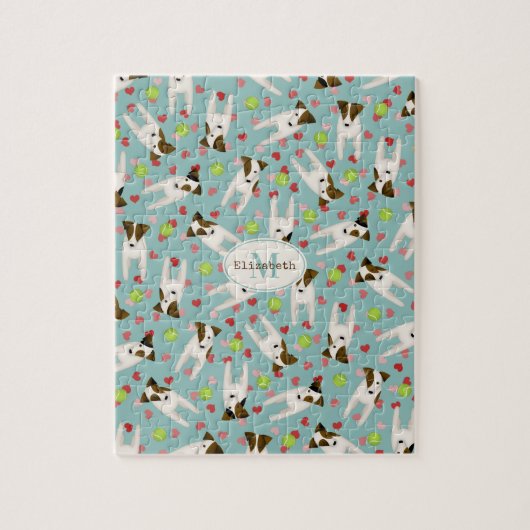 Puzzle Jack Russells balles de tennis coeurs chien motif (Vertical)