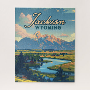 Puzzle Jackson Hole Wyoming Ranch Tetons Mountains Retro