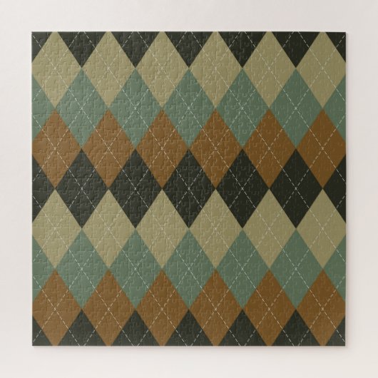 Puzzle Jacquard Automne : Brown-vert Rhombus Chic (Vertical)