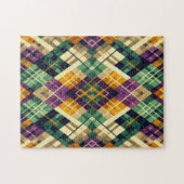 Puzzle Jacquard Mardi Gras jaune violet vert (Horizontal)
