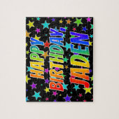 Puzzle "JADEN" Prénom, Amusant "HEUREUX ANNIVERSAIRE" (Vertical)