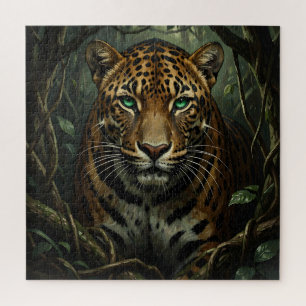 Puzzle Jaguar de la jungle aux yeux verts intenses