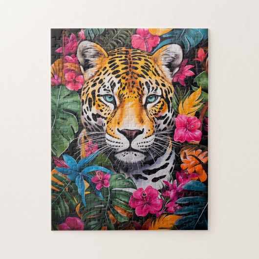 Puzzle Jaguar en fleur de jungle (Vertical)