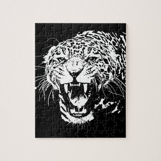 Puzzle Jaguar noir et blanc (Vertical)
