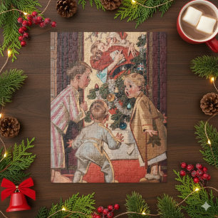 Puzzle J'Ai Vu Maman Baiser Santa Claus Antique
