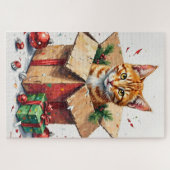 Puzzle J'aide à déballer ! Drôle de chat dans un carton d (Horizontal)