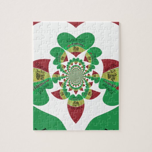 Puzzle J'aime Ethiopie Beaux Coeurs Couleurs (Vertical)