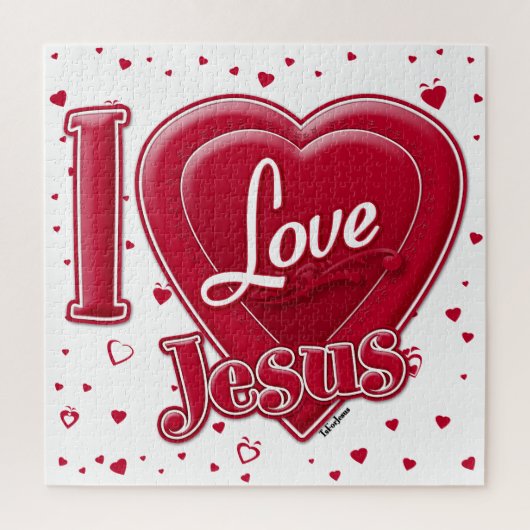 Puzzle J'aime Jésus Cœur Rouge (Vertical)