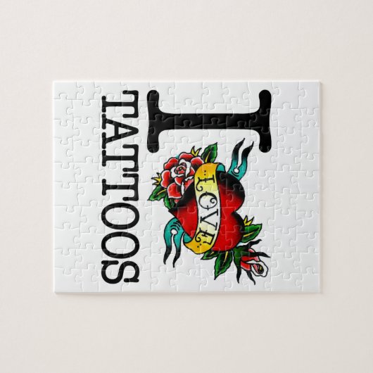 Puzzle j'aime la conception de fripes encrée par tatouage (Horizontal)