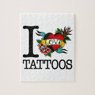 Puzzle j'aime la conception de fripes encrée par tatouage