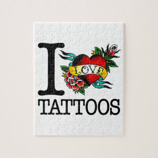 Puzzle j'aime la conception de fripes encrée par tatouage