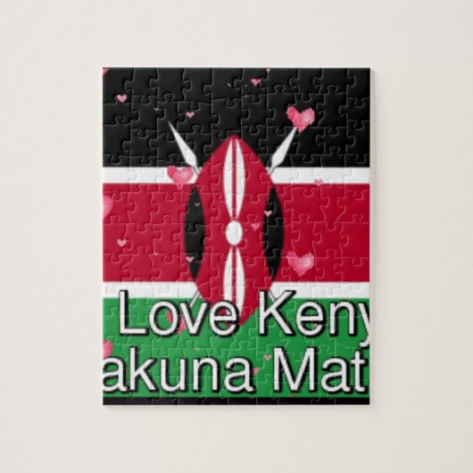 Puzzle J'aime le Kenya et impression d'art "Hakuna Matata (Vertical)