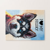 Puzzle J'Aime Mon Husky Personnalisé (Horizontal)