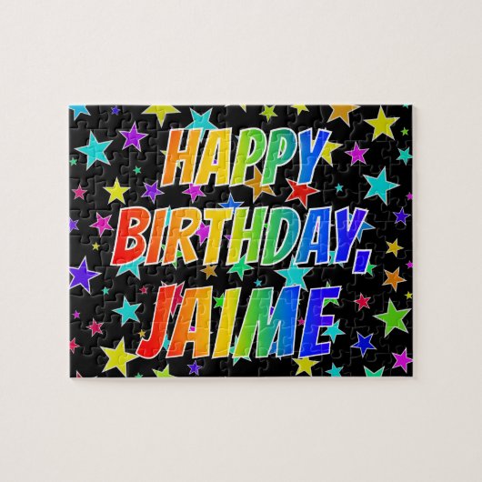 Puzzle "JAIME" Prénom, Amusant "HEUREUX ANNIVERSAIRE" (Horizontal)