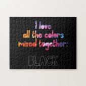Puzzle J'aime toutes les couleurs ensemble noir solide (Horizontal)