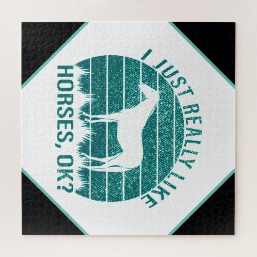 Puzzle J'aime vraiment les chevaux en vert marin (Horizontal)