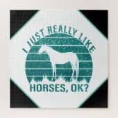 Puzzle J'aime vraiment les chevaux en vert marin (Vertical)