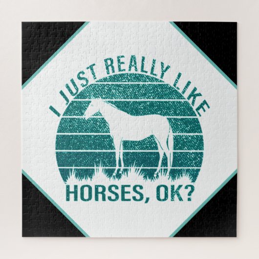 Puzzle J'aime vraiment les chevaux en vert marin (Vertical)