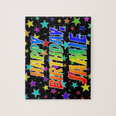 Puzzle "JAMIE" Prénom, Amusant "HEUREUX ANNIVERSAIRE" (Vertical)