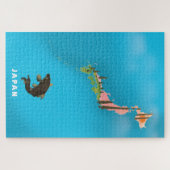 Puzzle Japon Carte illustrée imprimé affiche de voyage. (Horizontal)