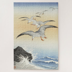 Puzzle japonais vintage de mouettes en mer