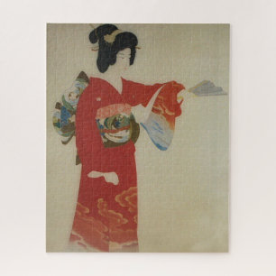 Puzzle Japonaise vintage en kimono rouge