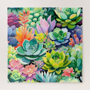 Puzzle Jardin botanique de succulentes colorées d'été
