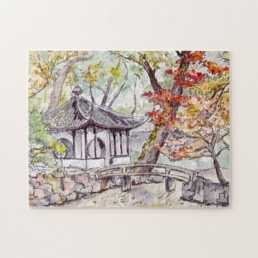 Puzzle Jardin d'aquarelle chinois (Horizontal)