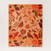 Puzzle Jardin d'automne patchwork oiseau et feuille autom (Vertical)