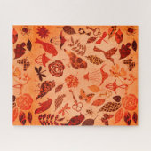 Puzzle Jardin d'automne patchwork oiseau et feuille autom (Horizontal)
