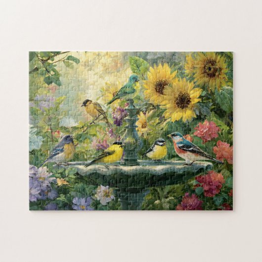 Puzzle Jardin de bain d'oiseaux d'été (Horizontal)