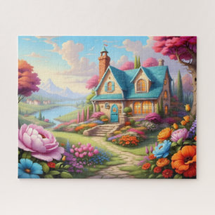 Puzzle Jardin de campagne coloré au bord du lac