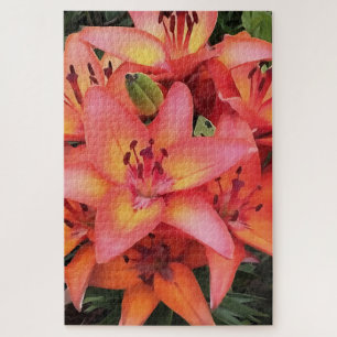 Puzzle Jardin de couleur corail artistique Lys