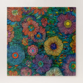 Puzzle Jardin de fleurs rétro coloré (Horizontal)