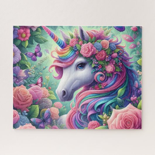 Puzzle Jardin de roses de licorne florale (Horizontal)