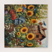 Puzzle Jardin de tournesol 3 Maisons d'oiseaux Oiseaux bl (Horizontal)