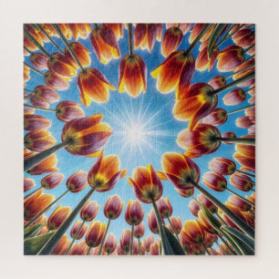 Puzzle Jardin de tulipes hollandaises au soleil