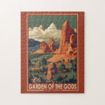 Puzzle Jardin des Dieux Colorado Springs Voyage Vintage<br><div class="desc">Jardin des dieux design vectoriel. Situé à la base de Pikes Peak,  ce site national et parc populaire présente de superbes formations géologiques,  des escalades rocheuses et des sentiers naturels.</div>