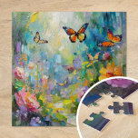 Puzzle Jardin des papillons Peinture Abstraite moderne<br><div class="desc">Un tableau moderne impressionniste de papillons flottant dans un jardin animé de fleurs sauvages, qui donne vie à des couleurs pastel vives et à des traits texturés abstraits. La composition dynamique et la palette de couleurs douces évoquent la beauté de la nature en mouvement, créant une scène sereine mais vivante....</div>