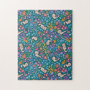 Puzzle Jardin fantaisiste de Pebble Chat Gris et Floral L