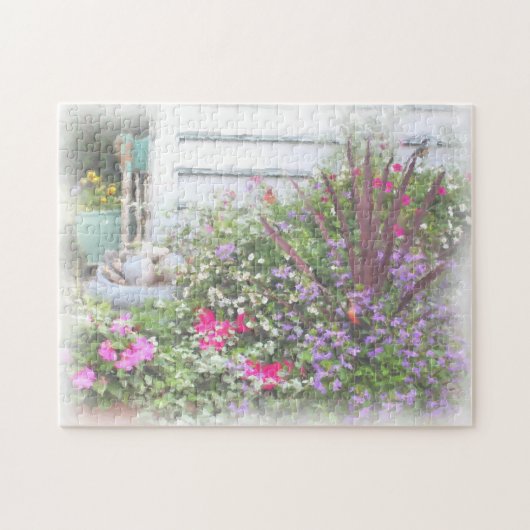 Puzzle Jardin Fleur Jardin Aquarelle Peinture (Horizontal)