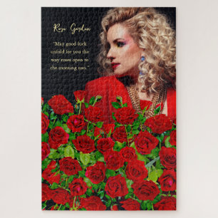Puzzle Jardin Floral de Roses Rouges Vibrantes Photo Pers