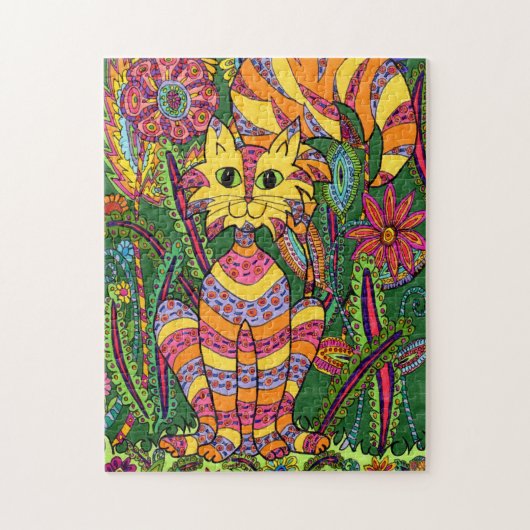 Puzzle Jardin Fun Chat Jungle Colorée Fleurs Rainforest (Vertical)