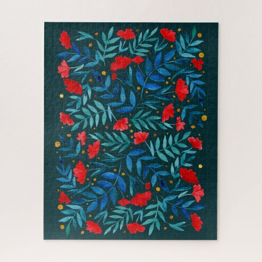 Puzzle Jardin magique - turquoise foncé et rouge (Vertical)