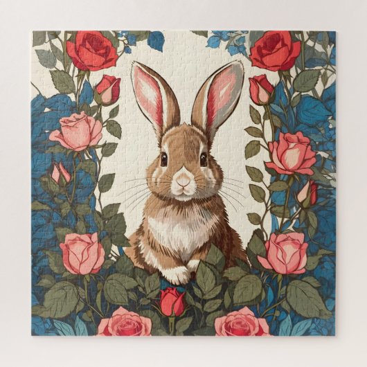 Puzzle Jardin Rose Brown Bunny (Vertical)