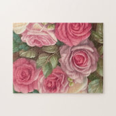 Puzzle Jardin Rose victorien - Fleurs rose pastel (Horizontal)